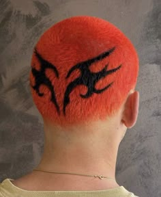 Bald Hair Designs, Shaved Head Designs For Men, Shaved Head Designs Women, Colorful Buzzcut, Dyed Shaved Head, Buzz Cut With Design, Buzzed Hair Designs, Growing Out A Buzzcut, Buzz Cut Hair Dye Designs