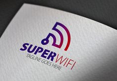 the logo for super wifi is displayed on a piece of white paper with red, purple and blue letters