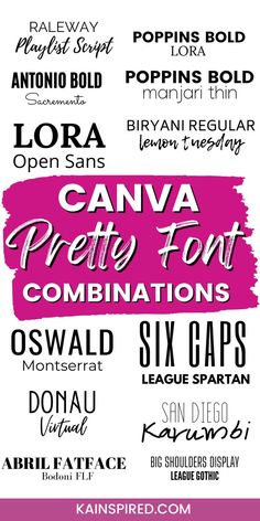 CANVA PRETTY FONT COMBINATIONS Best Google Fonts, Free Font Websites, Pretty Font, Free Handwritten Fonts, Font Pairings, Website Fonts, Font Ideas