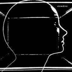 a black and white photo of a person's head with the words slowdive on it