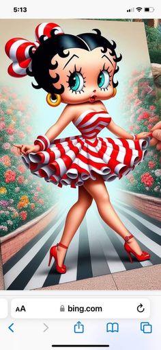 Betty Boop Comic, The Real Betty Boop, Betty Boop Dress, Boo Costume, Old Cartoon Characters, Betty Boop Classic, Minnie Mouse Pictures, Black Betty Boop