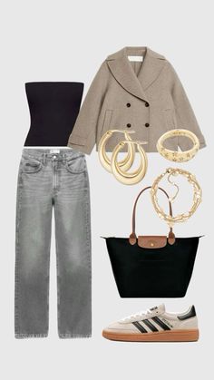 Chique Outfits, Uni Outfits, Simple Trendy Outfits, Mode Inspo, Grey Jeans