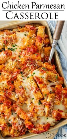 chicken parmesan casserole in a baking dish