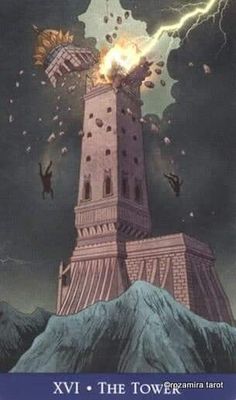 an image of a tower with lightning coming out of it