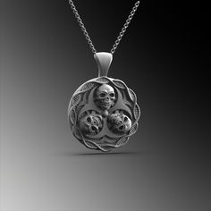 This expertly crafted Silver BioHazard Skull Pendant necklace casts a spell of captivation on all those who wear it! A bold piece for anyone who loves Mythical Jewelry . Buy for yourself or give it as a gift for that special someone in your life! ★Item Details ◆ Material : 925K Sterling Silver ◆ Pendant Height : 1.18 inch x 3 cm ◆ Bail Height : 0.39 inch x 1 cm ◆ Bail With : Suitable for up to  0.19 inch x 5.00 mm Chain ◆ Rolo Chain Thickness : 0.059 inch x 1.5 mm | Foxtail Chain Thickness : 0.078 inch x 2 mm ◆ Pendant Weight : 19 Grams ◆ Rolo Chain Weight : 18 Inches - (45cm) = 4.50 Gr 20 Inches - (50cm) = 5Gr 22 Inches - (55cm) = 5.50 Gr 24 Inches - (60cm) = 6.05 Gr 26 Inches - (65cm) = 6.60 Gr 28 Inches - (70cm) = 7.12 Gr ◆ Foxtail Large Chain Weight / 28 Inches - (70cm) : 15 gr ◆ Chain Symbolic Skull Jewelry With Oxidized Finish, Mythical Jewelry, Symbolic Handmade Skull Necklaces, Collectible Skull Jewelry In Lost Wax Casting, Silver Adjustable Skull Necklace, Silver Punk Skull Necklace, Skull-shaped Engraved Stainless Steel Necklace, Nickel-free Stainless Steel Skull Necklace, Black Skull-shaped Stainless Steel Necklace