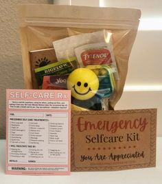 the emergency self care kit is open and ready for someone to take it home or leave