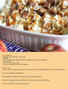 the recipe is displayed on an iphone screen, and it appears to be made with caramel apple salad