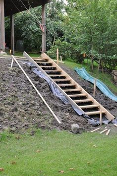 the stairs are being built into the ground