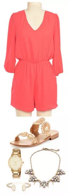 Rompers and flats are also a cute alternative to a sundress on Tour Day! { Plus this salmon is such a great summer color! } Eta Outfits, Sorority Rush Week, Sorority Row, Sorority Clothes, Rush Week, Sorority Recruitment Outfits, Summer Rompers, Recruitment Outfits