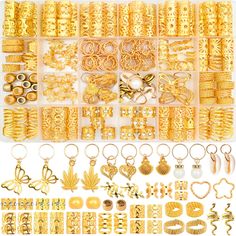 PRICES MAY VARY. 【Value Hair Accessories Set】: You will receive 236pcs braid hair accessories with storage box, hair accessories come in 25 most irresistible styles and sizes . 12x hair pendants (butterfly, maple leaf, shell, pearl, heart), 20x DIY hair accessories (star, heart),10x rhinestone headbands, 15x leaf headbands, 10x hollow gold hair accessories, 2x gold snake headband rings, 62x braid rings (hair rings, braid accessories, layered scratch rings), 105x gold dreadlock cuffs, a pack of l Carnival Hairstyles, Hair Jewelry For Braids, Hair Braid Beads, Dreadlock Jewelry, Braid Accessories, Silver Hair Accessories, Rave Hair, Hair Charms, Dreadlock Accessories