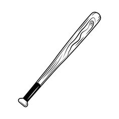 a black and white drawing of a baseball bat on a white background with clippings