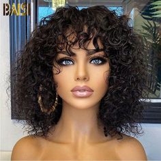 Baisi Machine Made Water Wave With Bang BoB Wig – BAISI HAIR Kręcony Bob, Bob Riccio, Wig Inspiration, Curly Fringe, Short Pixie Bob, Color Wigs, Color Rubio, Hairstyles Pictures, Curly Bob Wigs