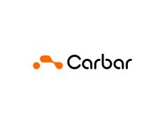 the logo for carbar is orange and black with an orange letter on it's side