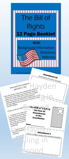 the bill of rights booklet with information for all states and their respective members, including an american flag