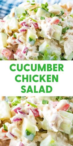 this cucumber chicken salad is loaded with lots of fresh ingredients