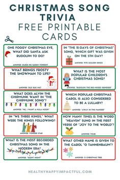 christmas song trivia printable cards