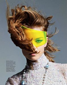 bejeweled opalescence ..elle-russia-april-2014 Wind Blown Hair, Futuristic Sunglasses, Stylish Glasses, Sunglasses Fashion, Girl Fits, Eye Wear Glasses, Mellow Yellow, Photography Women, The Dance