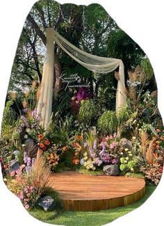 Fairytale Backyard Wedding, Garden Party Engagement Decor, Outdoor Engagement Decorations, Wedding Ceremony Platform, Engagement Decorations Outdoor, Pelamin Garden, Garden Party Wedding Ceremony, Bright Green Wedding, Outdoor Party Setup