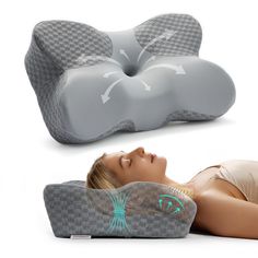 PRICES MAY VARY. 🌙【Scientific Partition Design, All-Round Comfortable Support】Are you always waking up with neck cramps or back pain? Neck pillows for pain relief adopts an innovative scientific partition design, including a back sleeping area, a side sleeping area, and a tummy sleeping area, Neck support pillow design ensures that the pillow fits perfectly with your head and neck, helping you get a deep and restful night's sleep and reducing neck and back pain.but pillows are not for medical u Best Neck Pillow Sleep, Memory Foam Pillow Neck Pain, Blue Neck Pillow, Cervical Memory Foam Pillows, Side Sleeping, Neck Support Pillow, Stomach Sleeper, Cervical Pillows, Neck Pain Relief