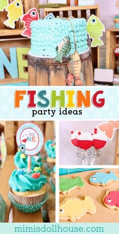 a fish themed party with cupcakes and decorations