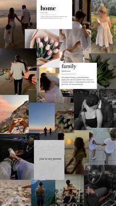 a collage of photos with people and flowers in them, including the words family