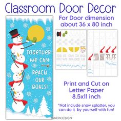 snowman classroom door decor for christmas