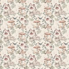 an animal themed wallpaper with flowers and leaves