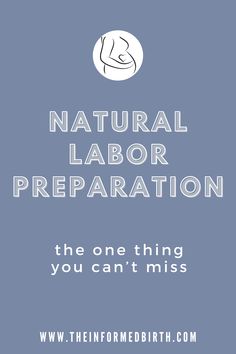 the words natural labor preparation on a blue background with an image of a hand holding a baby