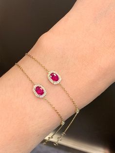 Model Number: RCE1PGX131 18K gold ruby bracelet Metal Stamp: 18k AU750 Metals Type: 18K Gold Weight/g: 1.57 Stone: Material Rubyd/1pc and Weight/ct 0.5 Side Stone: Diamond and Weight/ct 0.07 Metal Color: Yellow Gold Setting Type: Prong Setting Gender: Unisex Fine Red Oval Diamond Bracelet As Gift, Round Ruby Bracelet For Formal Occasions, Ruby Bracelets Fine Jewelry For Formal Occasions, Ruby Bracelets For Formal Occasions, Gold Ruby Bracelets For Formal Occasions, Red Oval Diamond Bracelet For Gift, Gold Ruby Tennis Bracelet As A Gift, Formal Gold Bracelets With Ruby, Gold Ruby Bracelet In Fine Jewelry Style