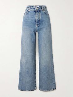 Shop LOEWE High-rise wide-leg jeans, Explore the latest LOEWE women's collection today on NET A PORTER Cool Pants Design, Jean Inspiration, Loewe Jeans, Trendy Denim Jeans, Blue Jeans Wide Leg, Wide Leg High Waist Pants, Blue Wide Leg Jeans, High Waisted Wide Leg Jeans, High Rise Wide Leg Jeans