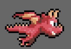 a pixellated image of a pink dragon