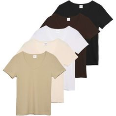 Introducing our 5 Pack of Women's Soft Ribbed Short Sleeve V-Neck T-Shirts, designed to be your versatile summer staple. Crafted with a focus on both style and comfort, these tees offer endless possibilities for casual chic outfits. Each shirt features a classic V-neckline and a soft ribbed texture, adding a touch of elegance to your everyday look. Whether you're running errands, catching up with friends, or simply relaxing at home, these tees provide the perfect balance of comfort and sophistic Summer Tee Shirts, Casual Chic Outfits, Ribbed Shorts, Casual Chic Outfit, Ribbed Texture, Summer Tee, Casual Elegance, Endless Possibilities, Summer Wardrobe