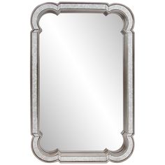 an ornate silver framed mirror on a white background