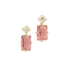 Pink Tourmaline & Diamond Deco Earrings – YI COLLECTION Luxury Pink Gold Jewelry With Birthstone, Luxury Classic Pink Gemstones, Luxury Pink Gemstone Jewelry, Luxury Hallmarked Pink Gold Jewelry, Luxury Tourmaline Fusion Jewelry, Luxury Pink Diamond Earrings With Accents, Formal Pink Diamond Earrings, Elegant Pink Diamond Earrings With Accents, Elegant Pink Sapphire Earrings For Formal Occasions