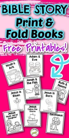 Free Bible Story Print & Fold Books Kids Bible Study, Bible Homeschool, Toddler Bible, Preschool Program, Prek Crafts, Preschool Bible Lessons, Christian Preschool, Bible Activities For Kids, Bible Bag