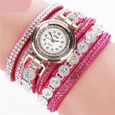 CCQ Women's Fashion Genuine Leather Luxury Straps Crystal Rhinestone Bracelet Watch Rhinestone Watches, Bracelet Watches Women, Mode Casual, Luxury Women Fashion, Rhinestone Bracelet, Quartz Bracelet, Women Wrist Watch, Women's Watch, Luxury Women