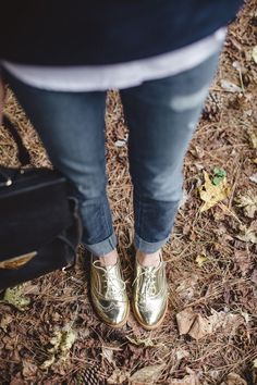 Metallic Oxfords, Golden Shoes, 2014 Fashion Trends, Mode Shoes, Fall 2014 Fashion, Metallic Shoes, Gold Shoes, 2014 Fashion