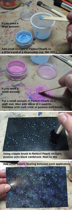 the process of painting galaxy with acrylic paint