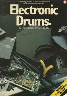 an advertisement for electronic drums with bananas and other electronics