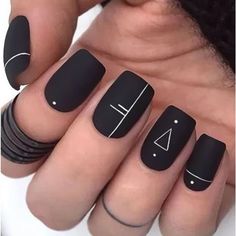 Nib Black And White Geometric Square Press On Nails These Work Best Adding Nail Glue,Per Reviews. Black And White Nail, Black And White Nail Art, Matte Black Nails, Square Nail Designs, Geometric Nail, White Nail Art, Black Nail Designs, Nail Tattoo, Nails Polish