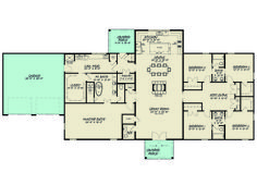 the floor plan for a house with three bedroom and an attached kitchen area, along with two