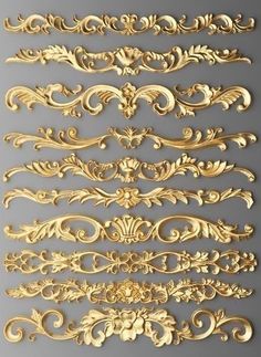 gold decorative elements on a gray background stock photo - premium royaltyvectors, code 699