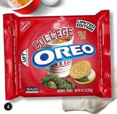 a bag of oreo college snacks with the caption's name on it