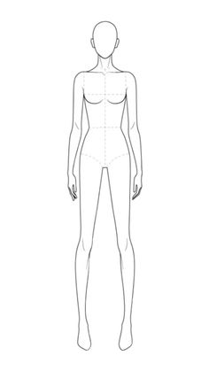 a drawing of a woman's body and torso, with the measurements shown below