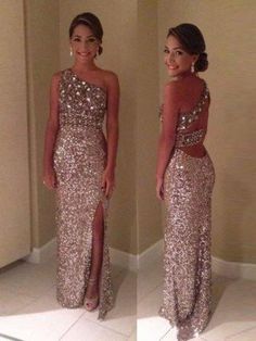 Sheath/Column One-Shoulder Sleeveless Sequins Floor-Length Dresses - Evening Dresses 2021 - Evening Dresses - Hebeos Custom Made Prom Dress, Glitter Prom Dresses, Sparkle Prom Dress, One Shoulder Prom Dress, Design Moda, Cocktail Dress Prom, Sequin Prom Dresses, Prom Dresses Online, فستان سهرة