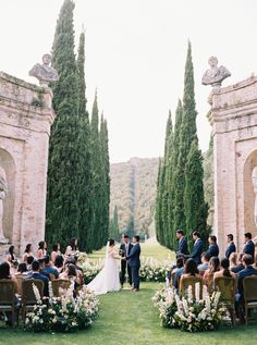 a wedding ceremony in an italian garden