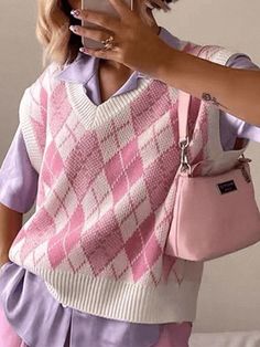 ⚡️Buy Pastel Argyle Knit Sweater Vest Pink S under $33.00 in Sweaters Online. Style: Casual, Street Color: Pink Fabric Content: Viscose, Polyurethane Fit Type: Regular Neckline: V Neck Sleeve Length: Sleeveless. ✓2022 NEW YEAR SALE | $10 OFF OVER $75 CODE: NY1 I $25 OFF OVER $125 CODE: NY2 | $35 OFF OVER $215 CODE: NY3✓Free Shipping on all orders over $69 USD.. Check reviews and order Pastel Argyle Knit Sweater Vest today. Softboy Outfits, Plaid Sweater Vest, Argyle Vest, Sweater Vest Outfit, Argyle Sweater Vest, Oversize Pullover, Beige Outfit, Knit Sweater Vest, Plaid Sweater