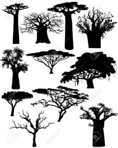 the silhouettes of different trees on a white background stock photo, images and royalty illustrations