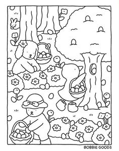 a coloring page for children to color with the theme of winnie the pooh and her friends