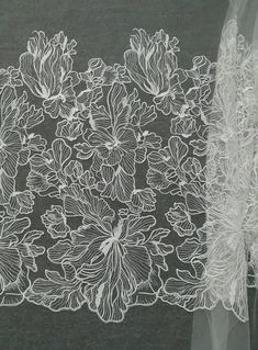 "This stunning Lace Fabric design piece has soft hand feel, It's perfect for weddings, bridal parties, and any events. Shop our large inventory of bridal fabrics. ☆PRODUCT DESCRIPTION : This gorgeous fabric is made on a sheer base with a beautiful flower embroidery throughout. The fabric width is approximately 39\" (100cm) Wide. Color: off-white or beige as in picture Material: Rayon, Polyester ☆ PURCHASING INFORMATION: This fabric is sold by the yard and each Qty you enter will represent 1 yard Dress Necklines, Bridal Embroidery, Flower Lace Fabric, Detail Couture, Blossom Wedding, Floral Lace Fabric, Tulle Embroidery, White Lace Fabric, Bridal Fabric